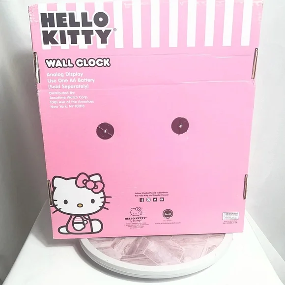 Hello Kitty Wall Clock Pink Frame Sanrio Kids Room Decor 10in Cute - Picture 2 of 7